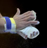 Hands of gymnast