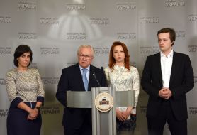 Borys Tarasyuk, Elena Shkrum, Oleksiy Poroshenko and Victoria Ptashnyk