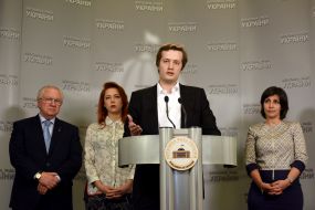 Borys Tarasyuk, Elena Shkrum, Oleksiy Poroshenko and Victoria Ptashnyk