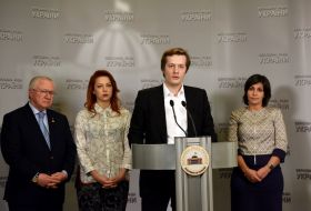 Borys Tarasyuk, Elena Shkrum, Oleksiy Poroshenko and Victoria Ptashnyk
