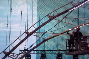 The construction of the main stage of Eurovision-2017