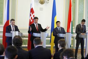 Lubomír Zaoralek, Miroslav Lajcak, Pavel Klimkin and Peter Szijjerto