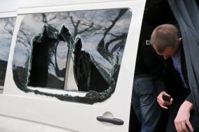 Broken window in a car