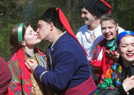 Cossack kisses the girl