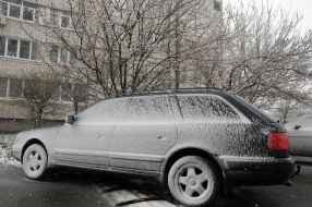 Snow covered car