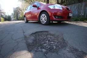 Pit on the road in Kiev