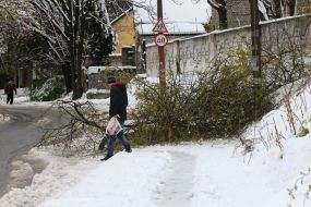 Snow fell in  Dniepr