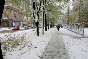 Snow fell in  Dniepr