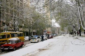 Snow fell in  Dniepr