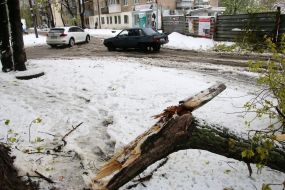 Snow fell in  Dniepr