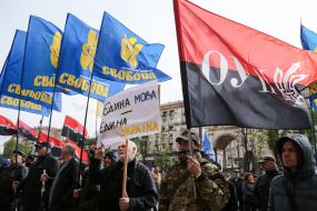 Participants of the picket near KSCA