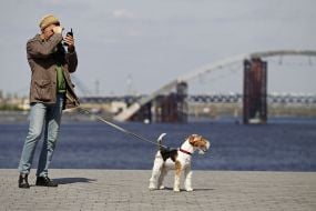 A man with a dog