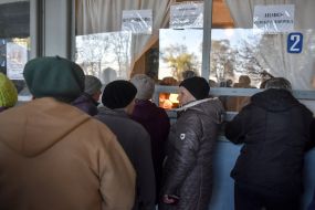 People on the river port