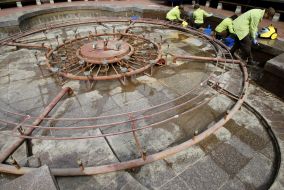 Cleaning the fountain