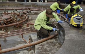 Cleaning the fountain