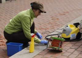 Cleaning the fountain