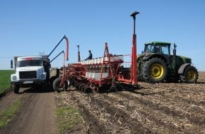 Tractor with a seeder