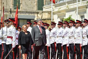Petro Poroshenko and Marie Louise Coleiro Preca