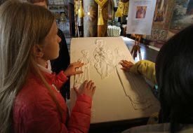 Blind children touching icons
