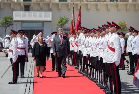 Petro Poroshenko and Marie Louise Coleiro Preca