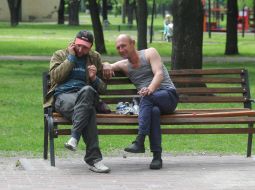 Men sitting on the bench
