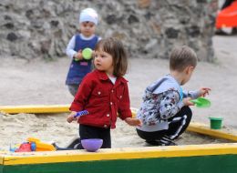 Children play on the playground