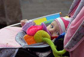 The baby in carriage