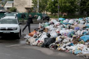 Garbage on the streets in Lviv