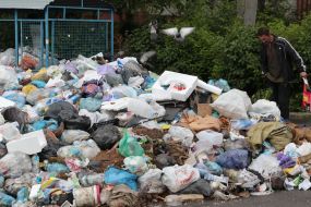 Garbage on the streets in Lviv