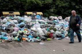 Garbage on the streets in Lviv