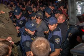 Clash between police officers and protesters