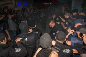 Clash between police officers and protesters