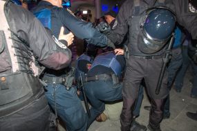 Clash between police officers and protesters