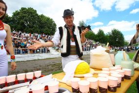 The musicians play on trembitah