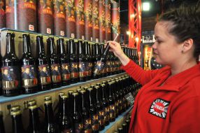 Bottles of beer with a picture of Donald Trump