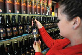 Bottles of beer with a picture of Donald Trump
