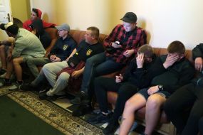 Participants in the picket in the building of the Lviv regional council