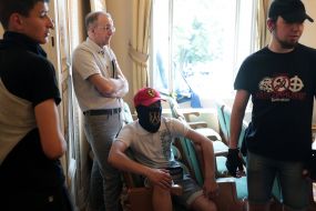 Participants in the picket in the building of the Lviv regional council