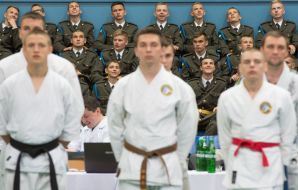 Cadets of the State Fiscal Service at the spectators' stands