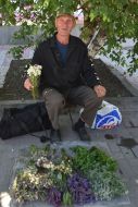 Sale of bouquets of herbs and flowers