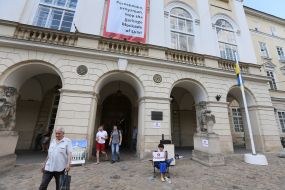 Olga Berezyuk near the municipality of Lviv