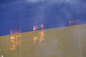 Large-scale fire in the center of Kiev