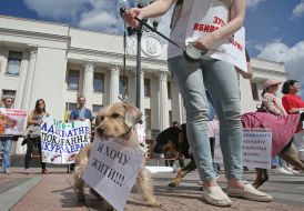 Акция зоозащитников возле Верховной Рады