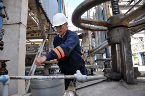 Worker at Shebelin gas processing plant
