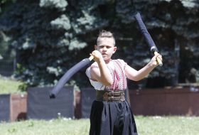Demonstration performances of members of the Federation of Cossack fencing