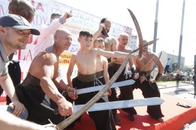 Demonstration performances of members of the Federation of Cossack fencing