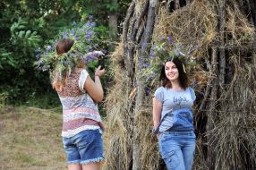 A girls in a flower wreath