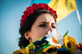 The girl in a flower wreath