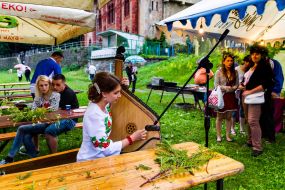 Girl playing the bandura