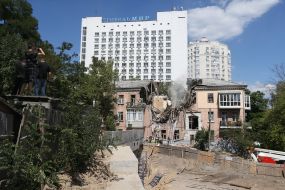 Consequences of gas explosion in an apartment building in Kiev